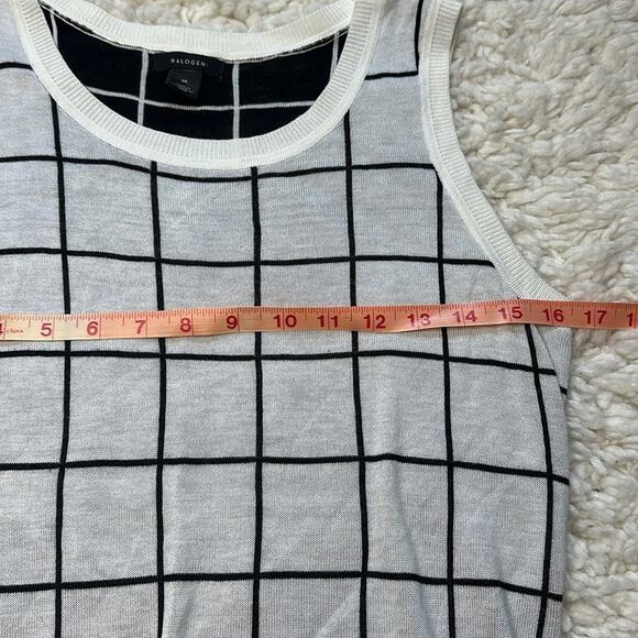 Halogen White and Black Checkered Plaid Sweater Vest Style Tank Top Soft ST3 - Picture 7 of 10